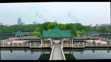 湖北武汉东湖风景区夏季航拍风景